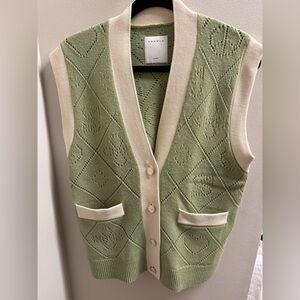 Sandro green and cream 0 vest